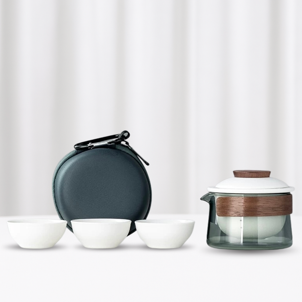 Portable Gongfu Tea Set with Gaiwan, Cups & Case
