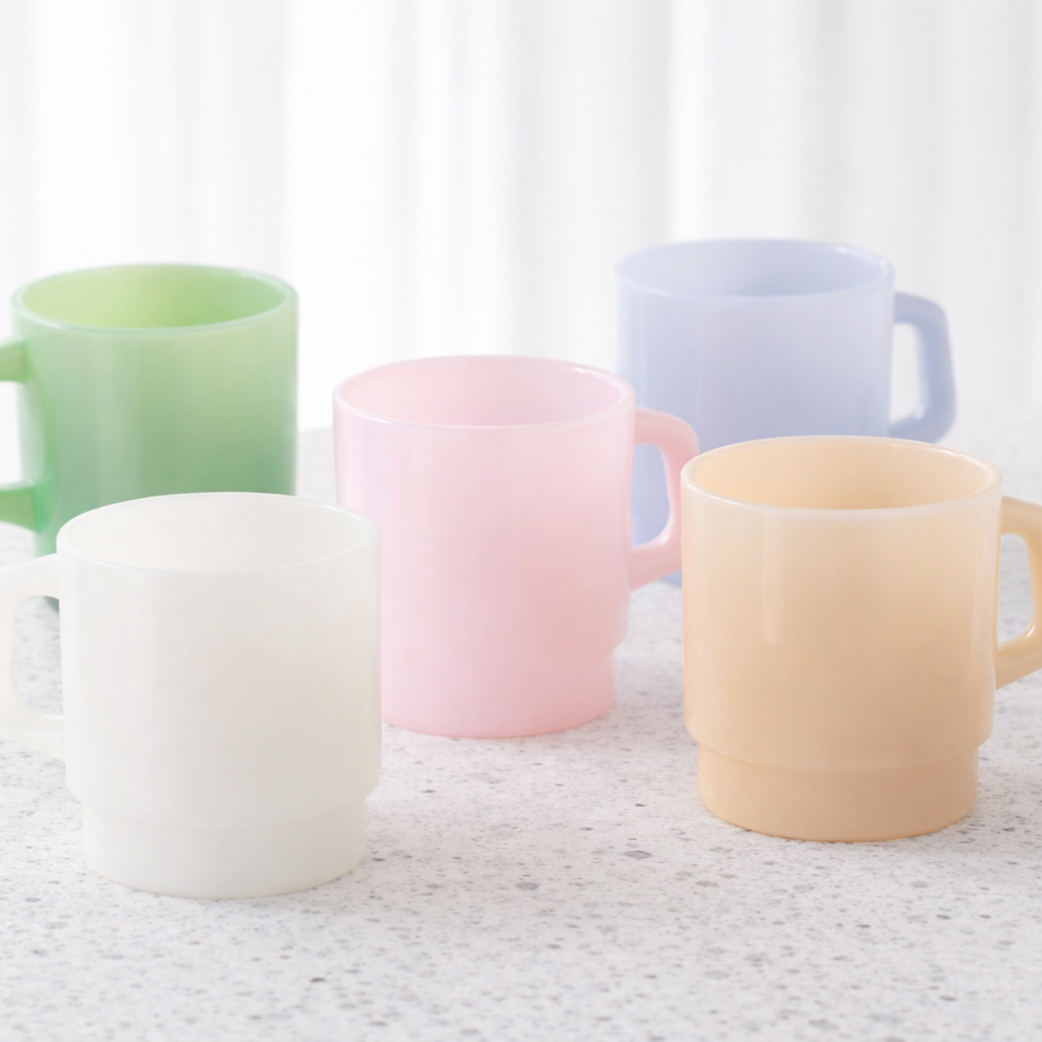 Frosted Pastel Milk Glass Mug
