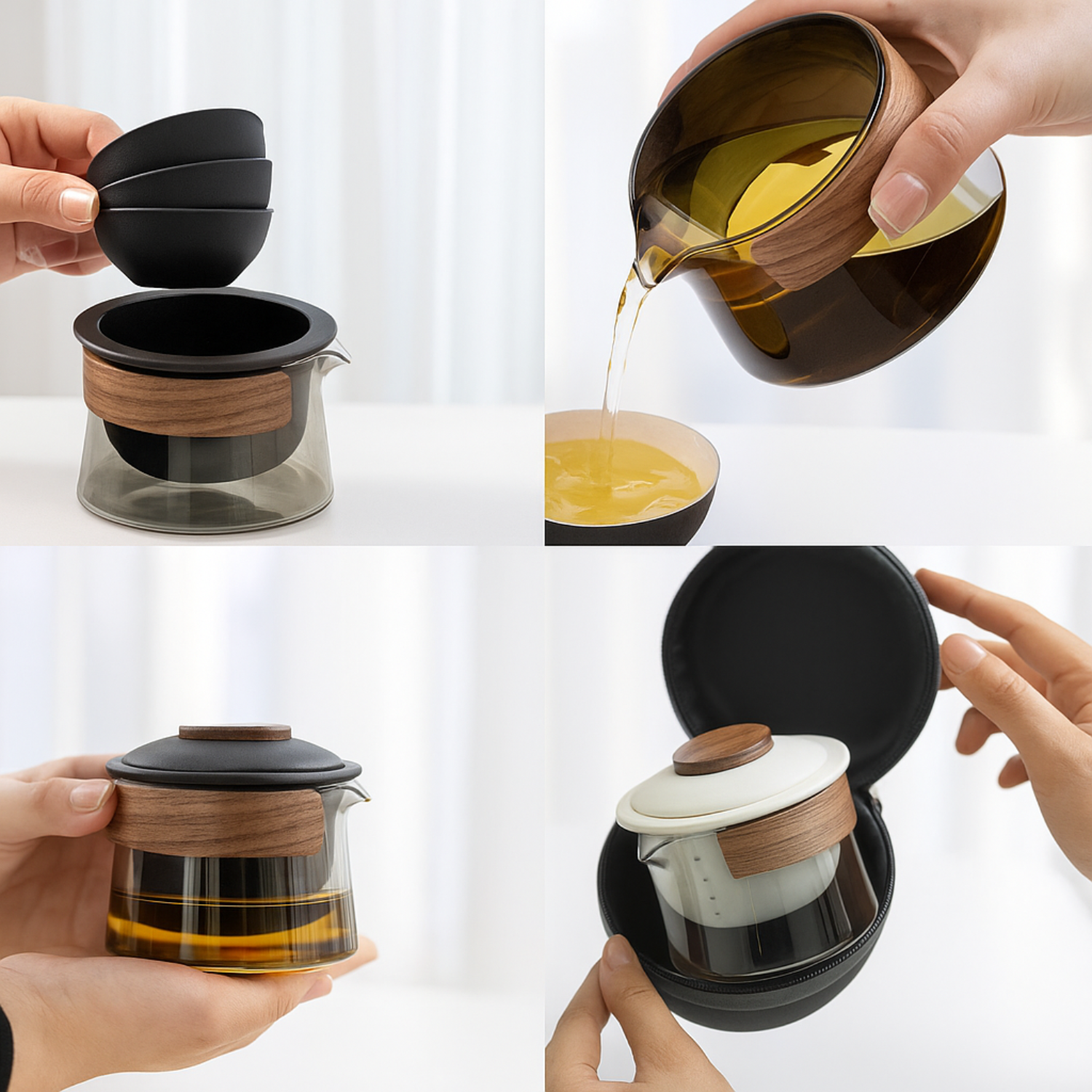 Portable Gongfu Tea Set with Gaiwan, Cups & Case