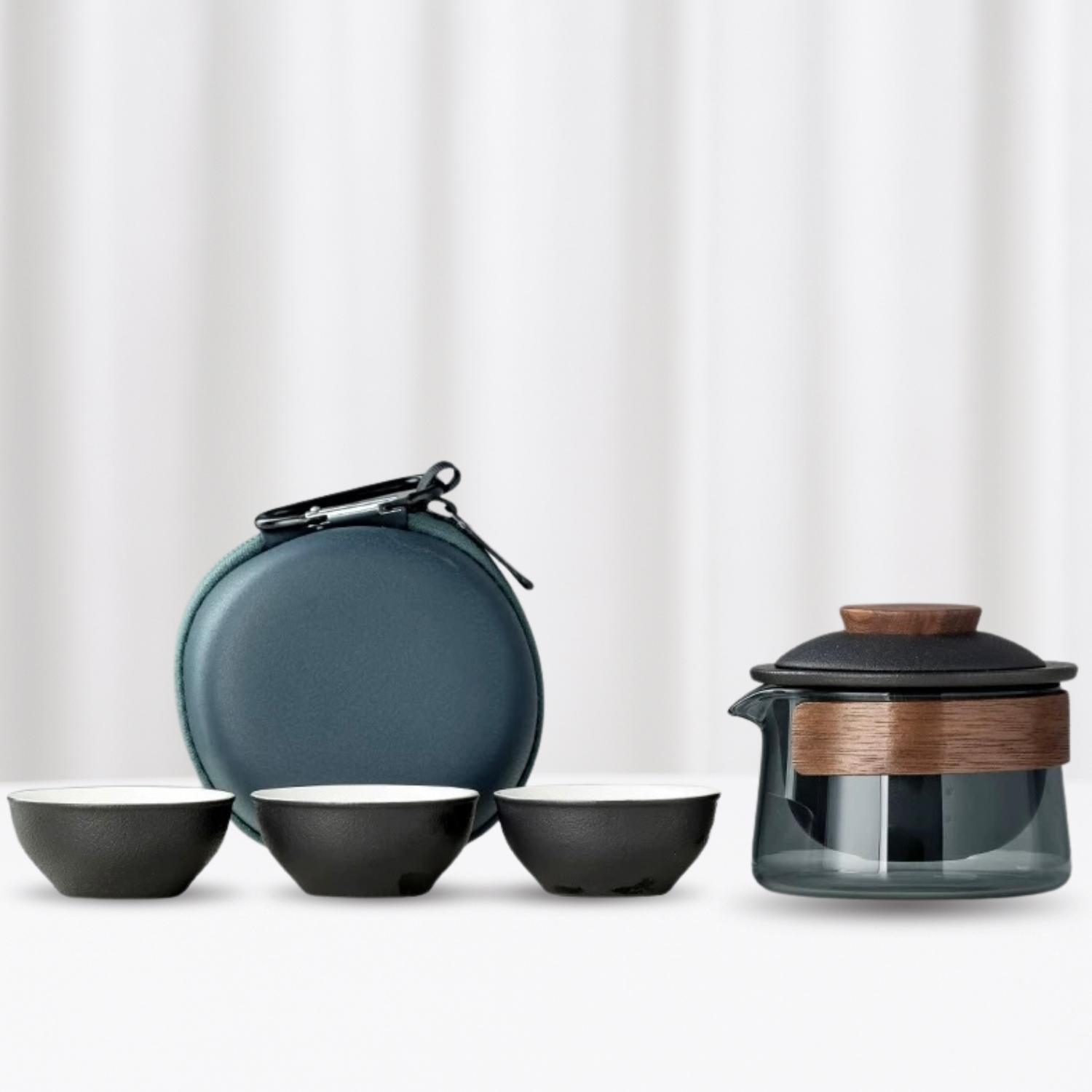 Portable Gongfu Tea Set with Gaiwan, Cups & Case