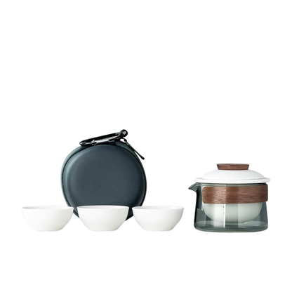 Portable Gongfu Tea Set with Gaiwan, Cups & Case