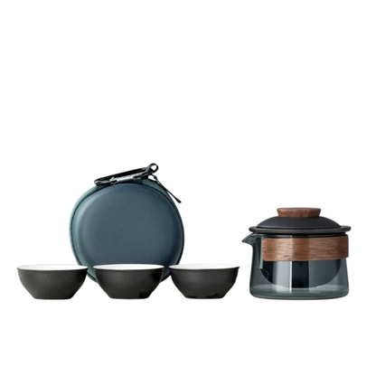 Portable Gongfu Tea Set with Gaiwan, Cups & Case
