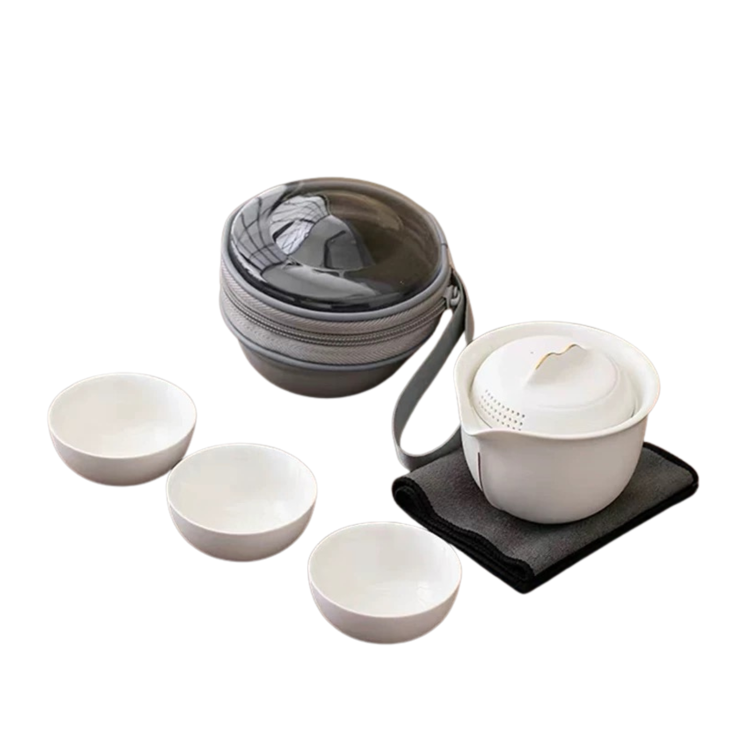 Portable Gongfu Tea Set with Gaiwan, Cups & Case