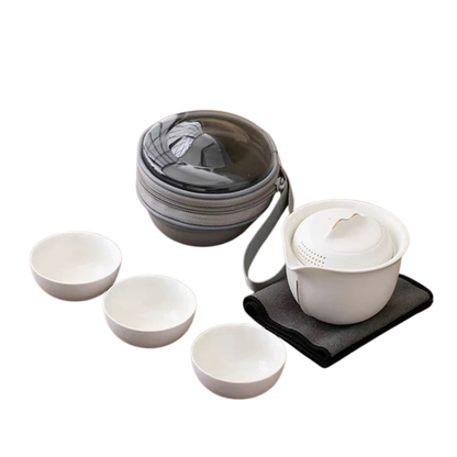 Portable Gongfu Tea Set with Gaiwan, Cups & Case