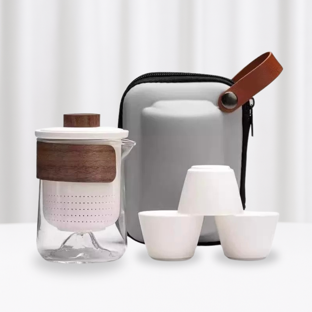 Portable Gongfu Tea Set with Gaiwan, Cups & Case