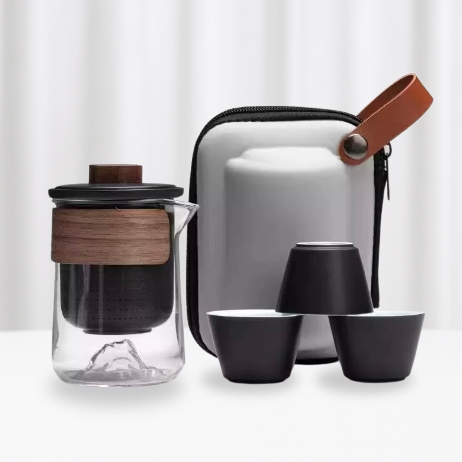 Portable Gongfu Tea Set with Gaiwan, Cups & Case