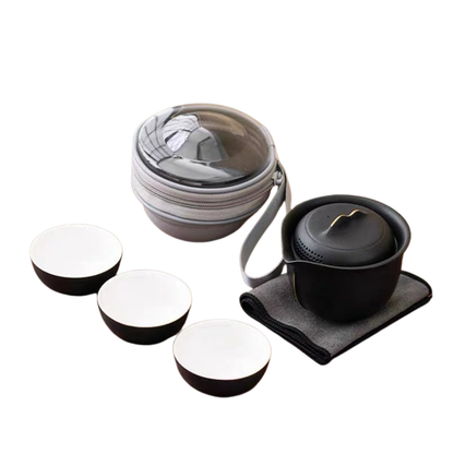 Portable Gongfu Tea Set with Gaiwan, Cups & Case