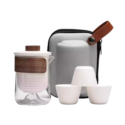 Portable Gongfu Tea Set with Gaiwan, Cups & Case