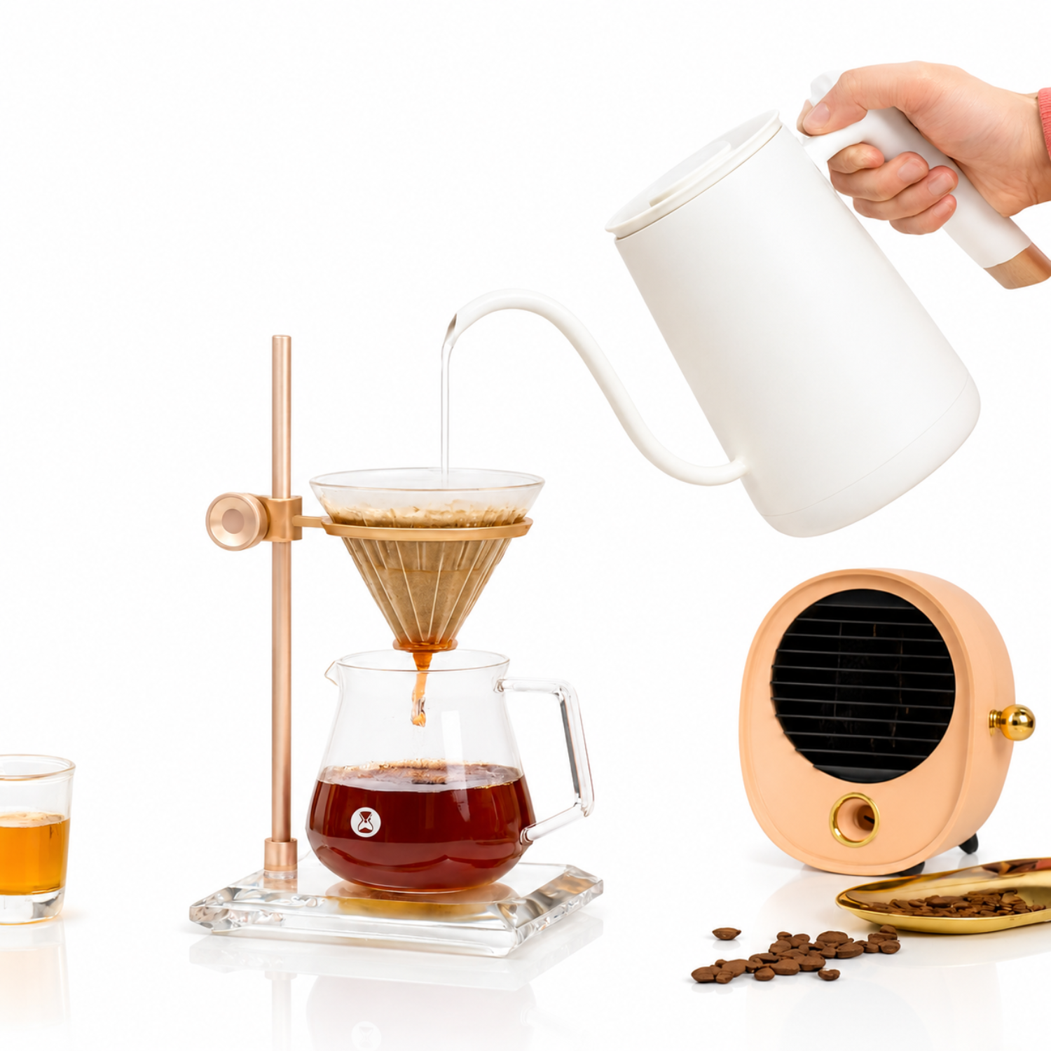 Timemore Muse Adjustable Pour Over Coffee Dripper Stand with Walnut Wood or Crystal Glass Base