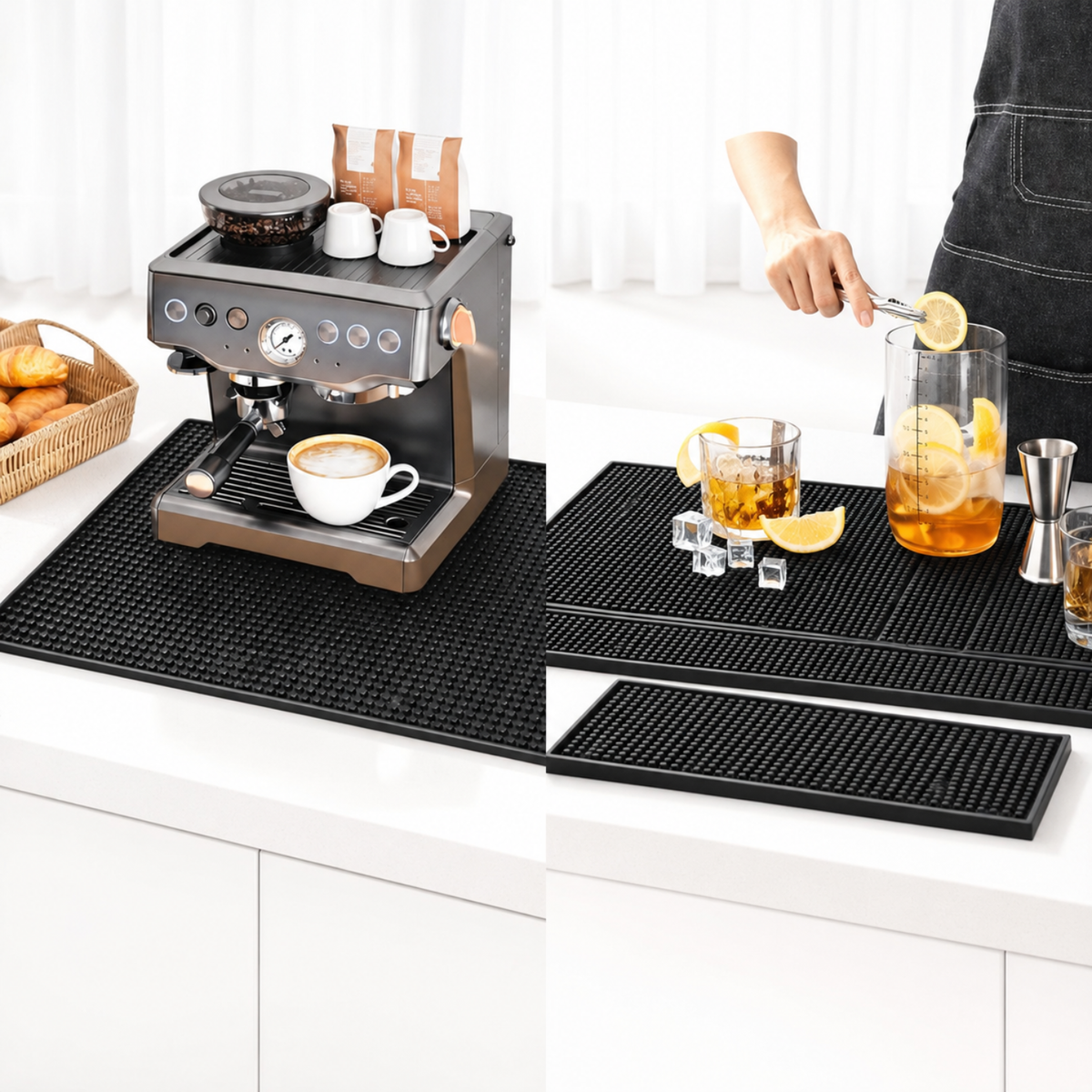 Coffee And Brew Bar Countertop Mat And Accessories - Non Slip Espresso Machine Bar Mat For Coffee Stations