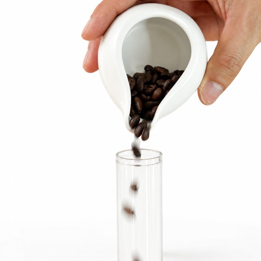 Ceramic Coffee Bean Dosing Tray - Cha He Inspired Bean Tray And Grinder Pourer