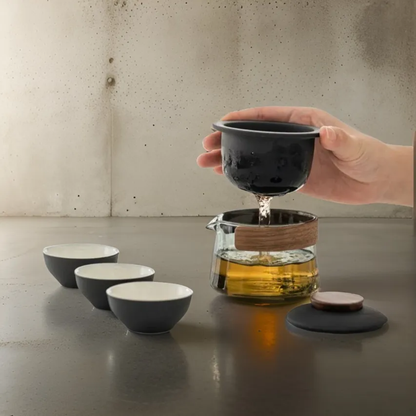 Portable Gongfu Tea Set with Gaiwan, Cups & Case