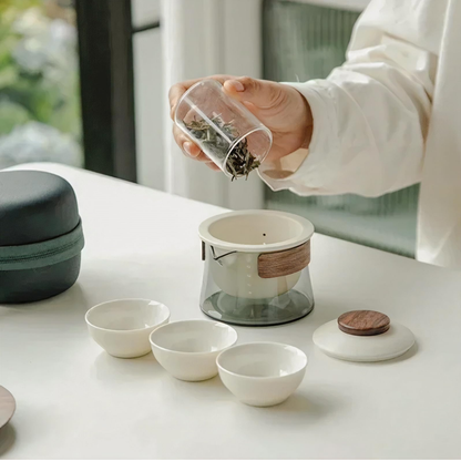 Portable Gongfu Tea Set with Gaiwan, Cups & Case