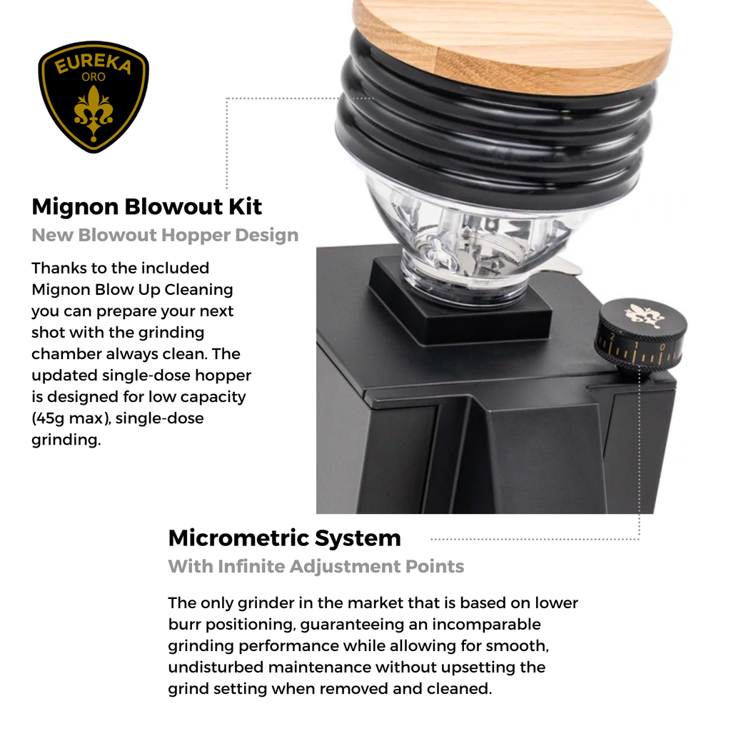 Eureka Mignon Oro Single Dose Grinder V.2 (65mm Diamond Inside® Flat Burrs)